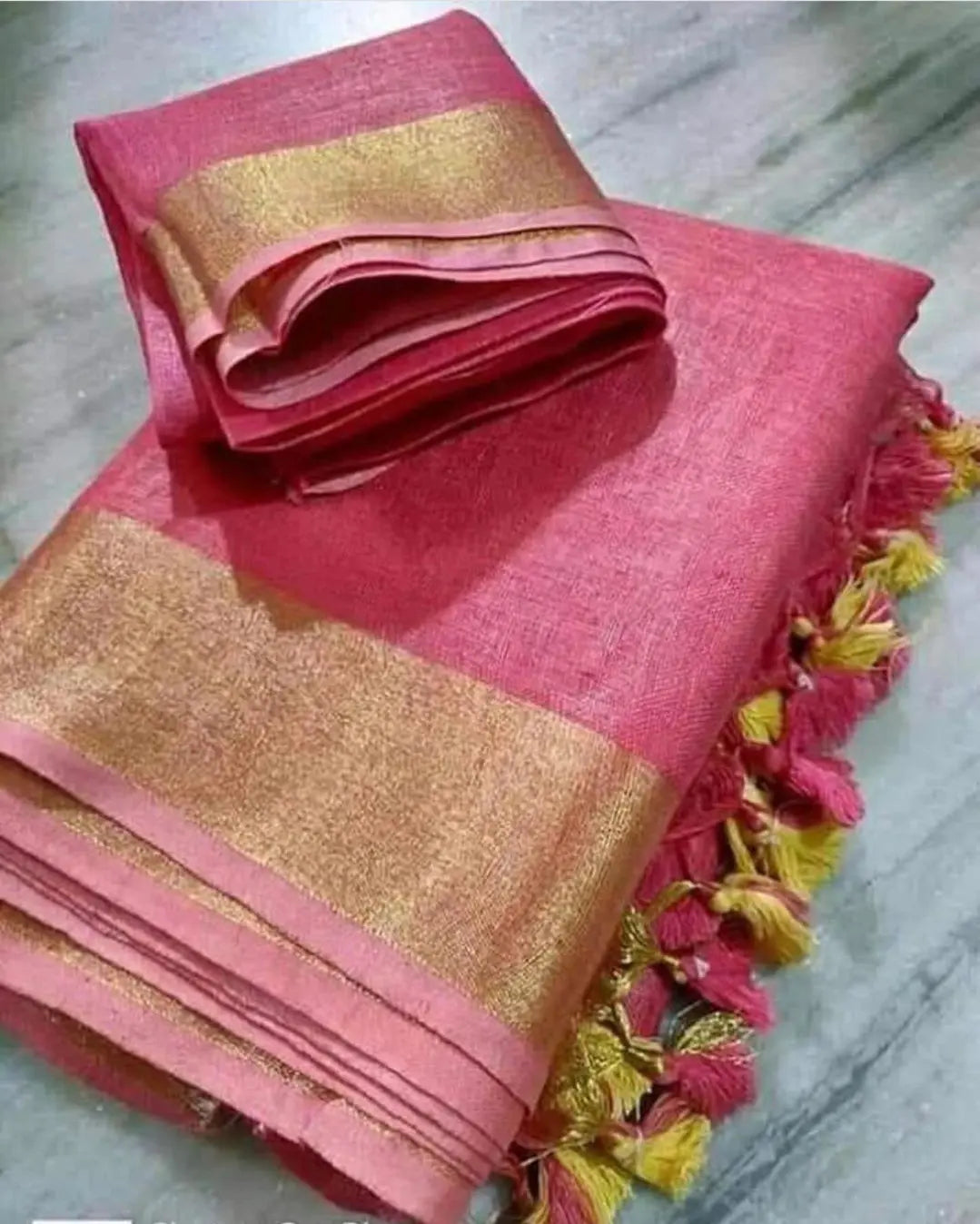 Pink shade Handmade Pure Linen Saree | KIHUMS Saree kihums clothing