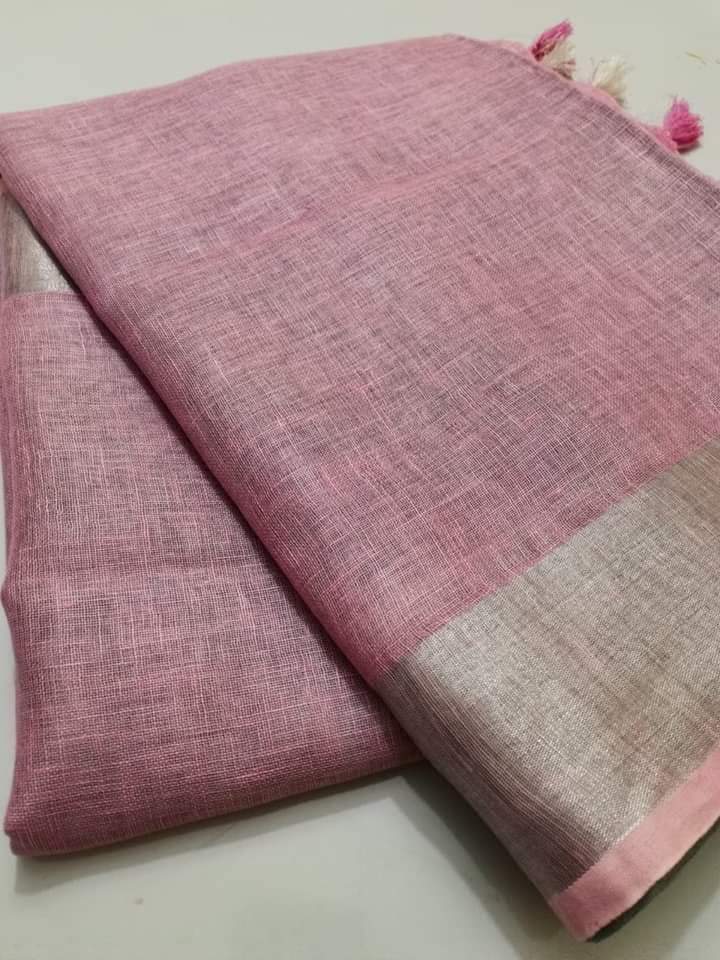 Dusty Rose shade Handmade Pure Linen Saree | KIHUMS Saree kihums clothing