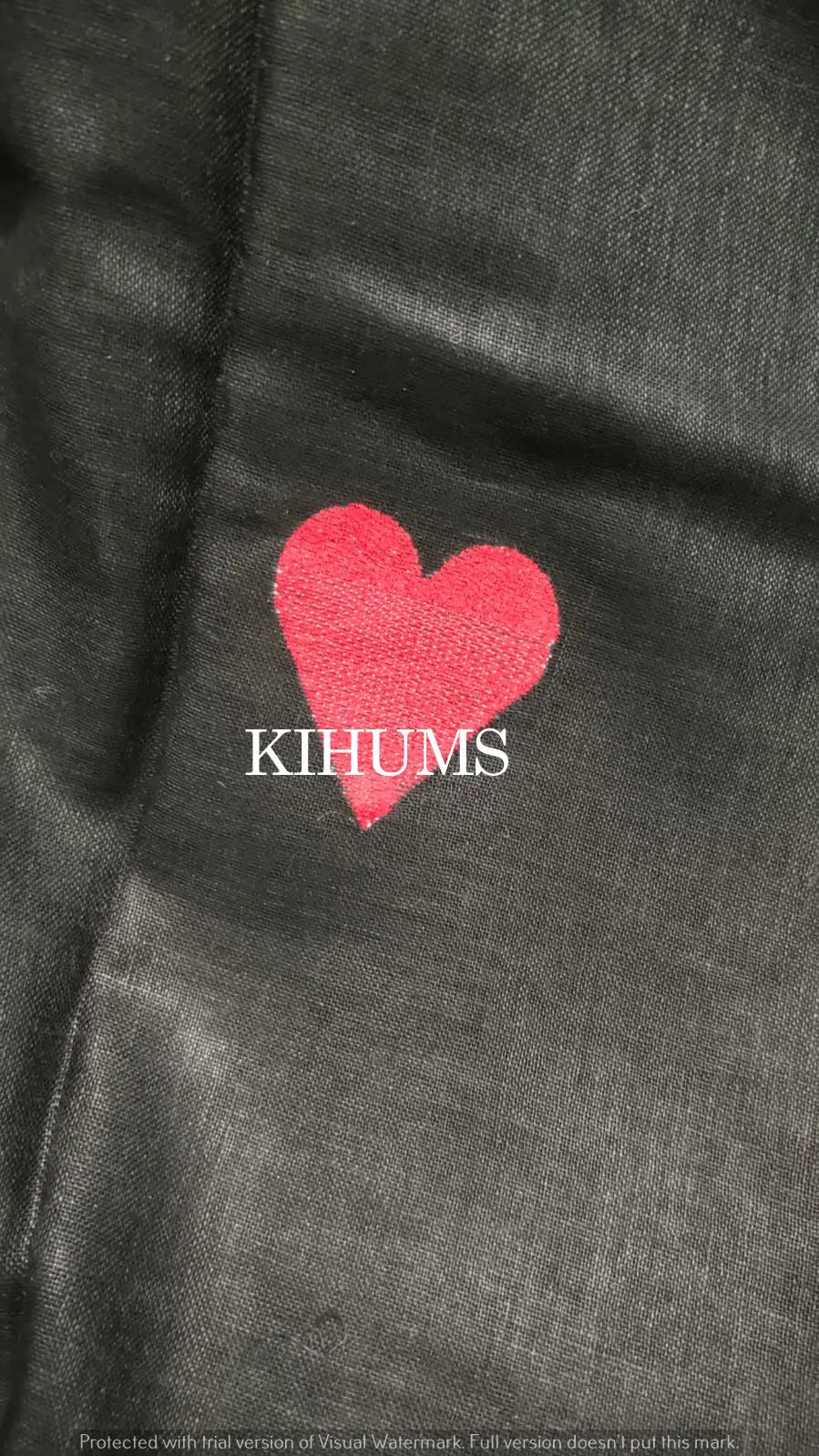 Black Handwoven Linen Saree with Heart Embroidery Work | KIHUMS Saree kihums clothing