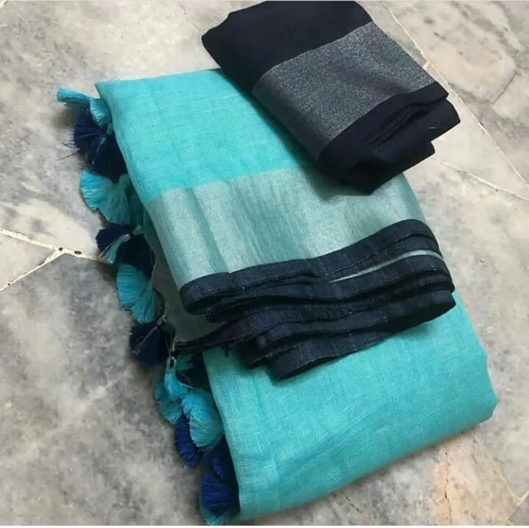 Blue Shade Handmade Pure Linen Saree | KIHUMS Saree kihums clothing
