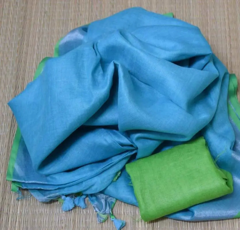 Blue Shade Handmade Pure Linen Saree | KIHUMS Saree kihums clothing