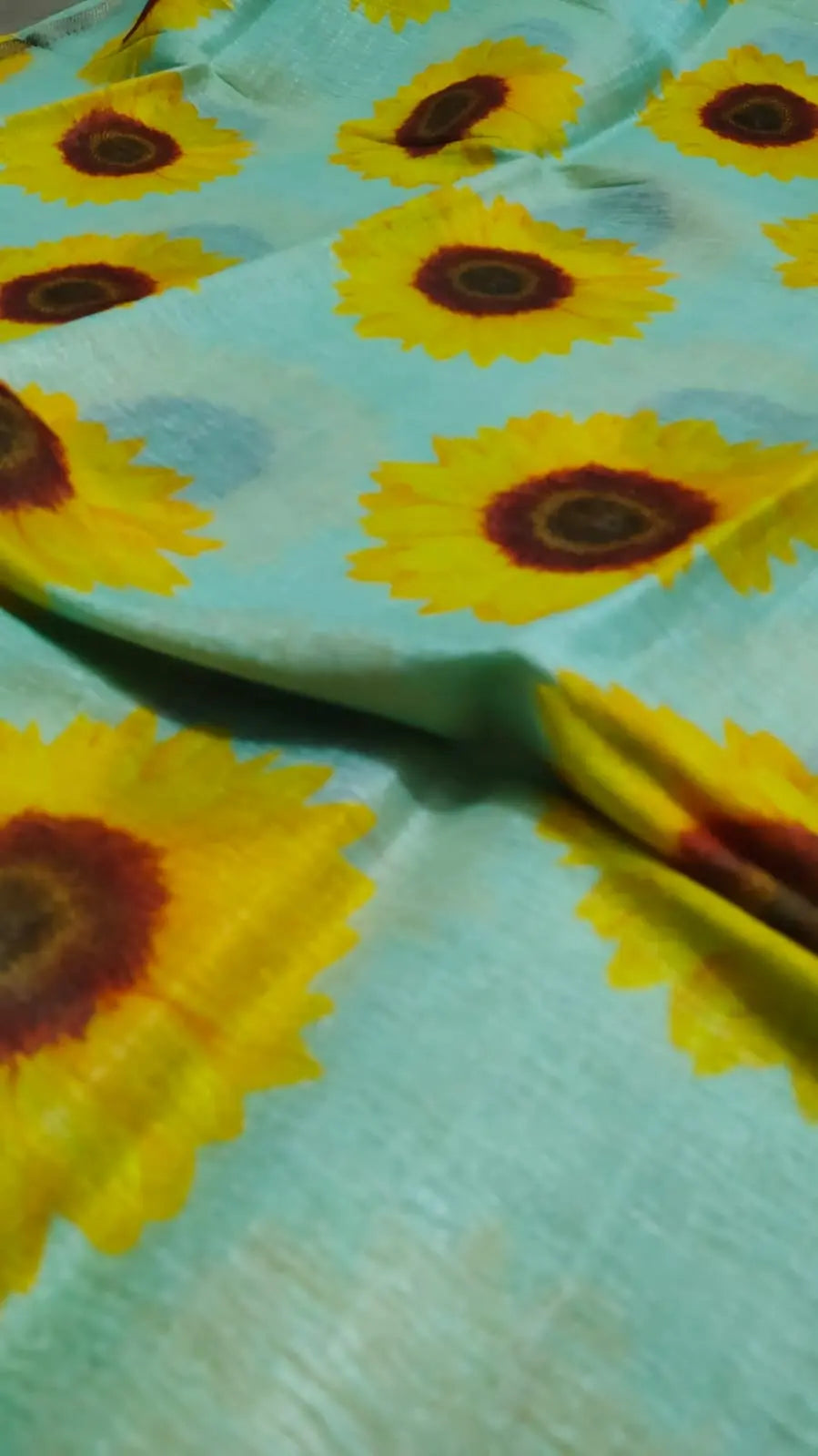 Powder Blue Shade Floral Printed Silk Linen Saree | KIHUMS Saree kihums clothing