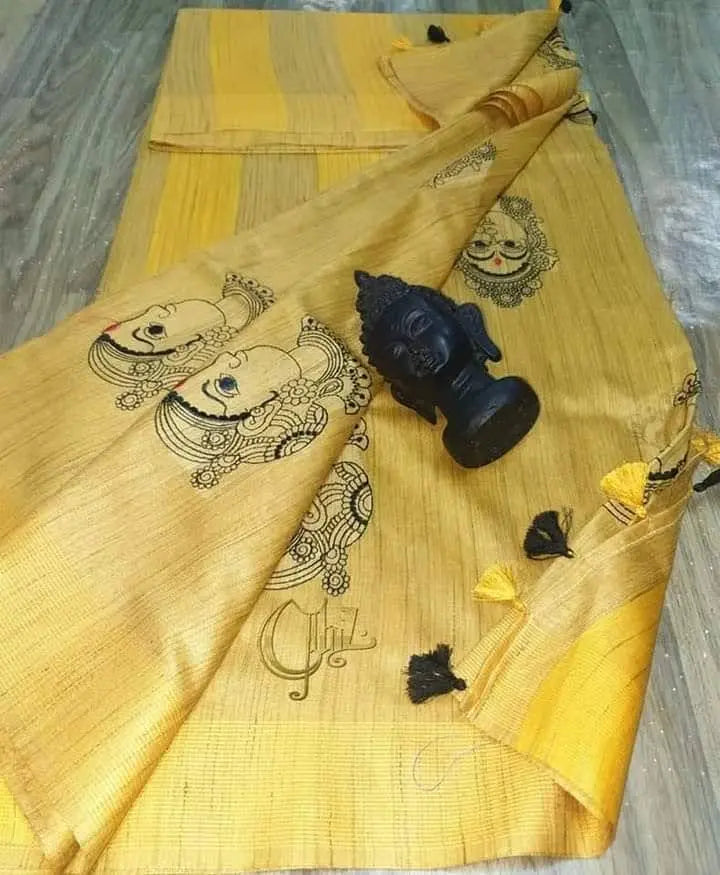 Yellow Shade Handmade Cotton Baswada Saree | Embroidery work | KIHUMS Saree kihums clothing