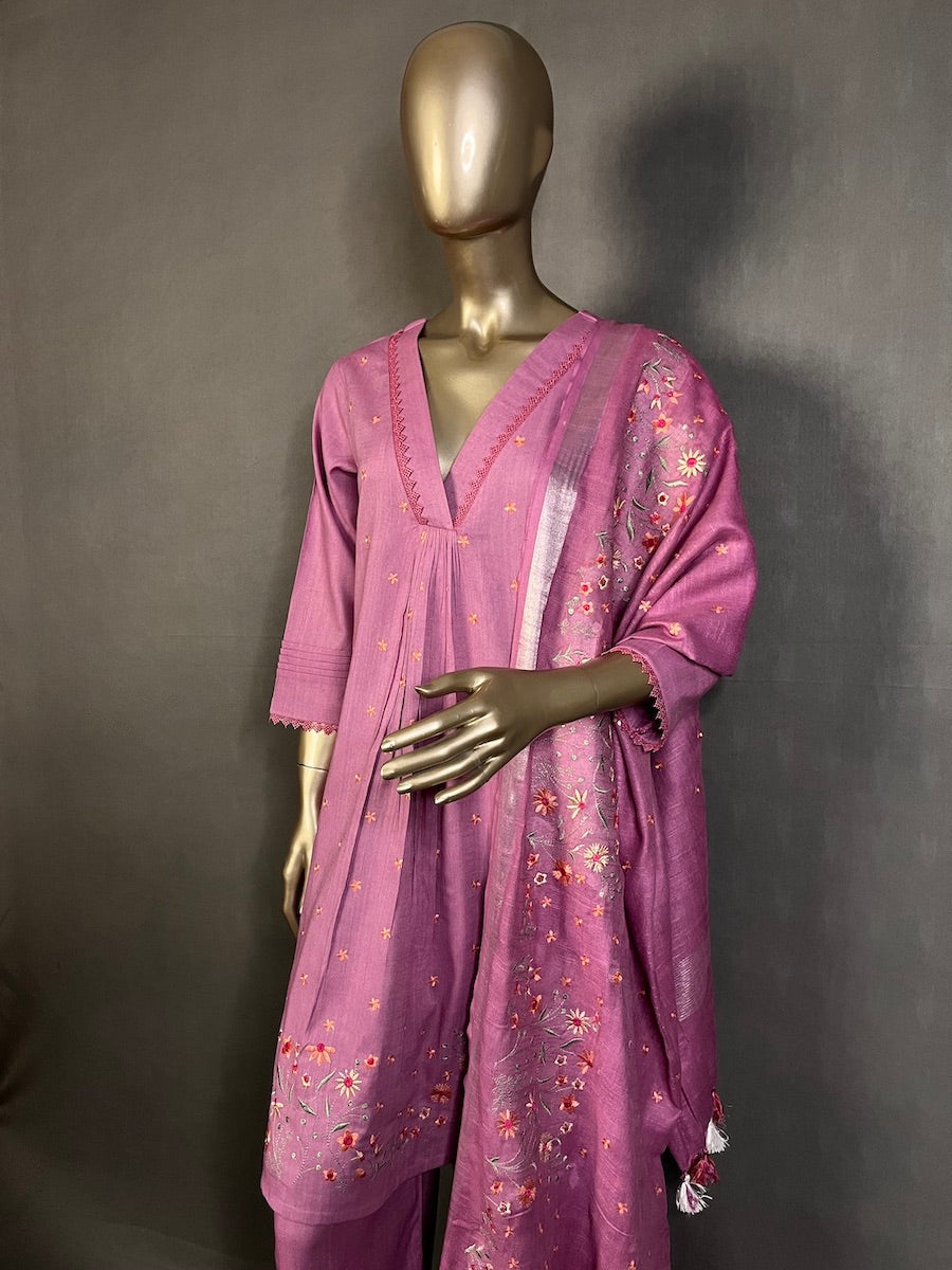 HEENA Three Piece Kurta Sets for women | Thread Embroidery Work Shalwar Suit