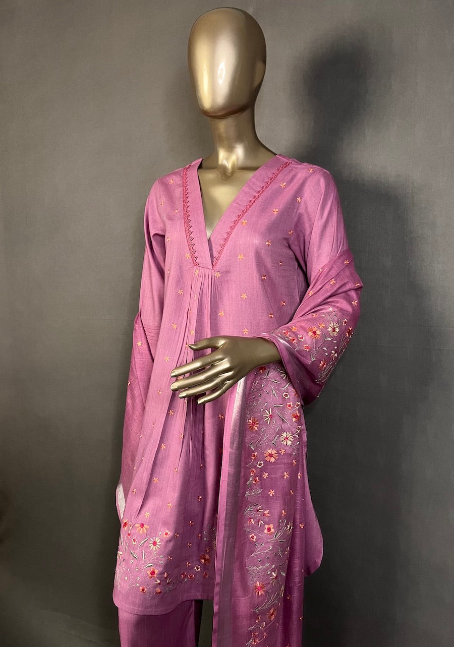 HEENA Three Piece Kurta Sets for women | Thread Embroidery Work Shalwar Suit