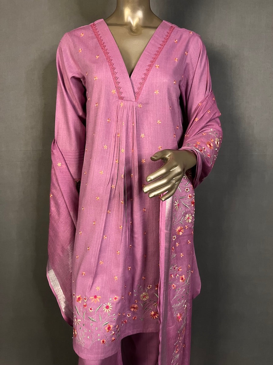 HEENA Three Piece Kurta Sets for women | Thread Embroidery Work Shalwar Suit
