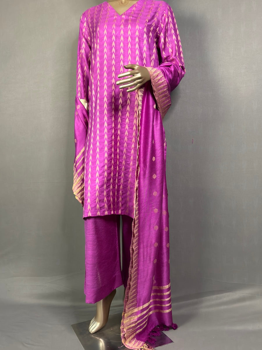 SHANAYA Three Piece Kurta Sets for women | Thread Woven Shalwar Suit