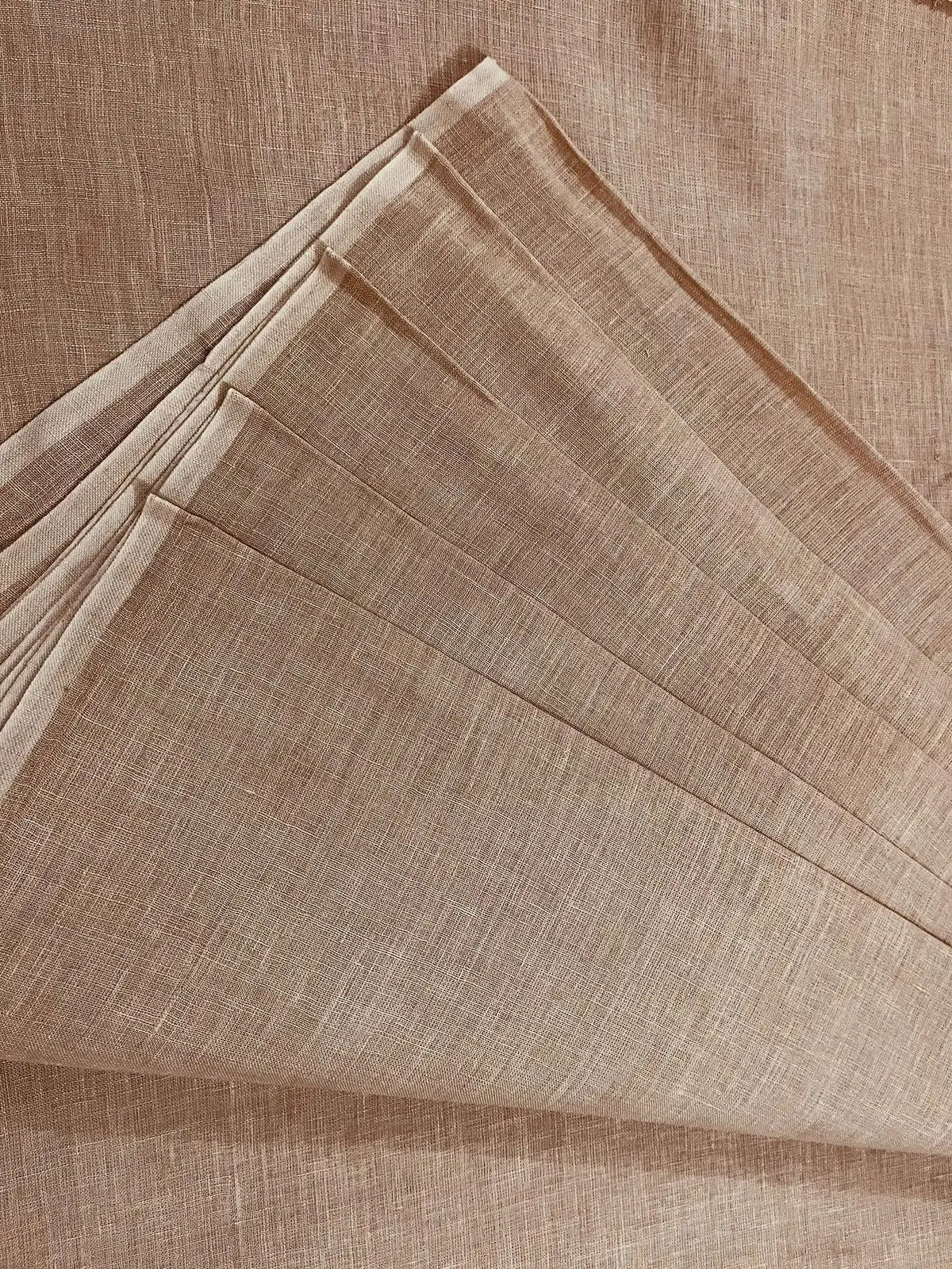 40 lea 58 inch 100% pure Handloom Linen Fabric -Beige kihums clothing