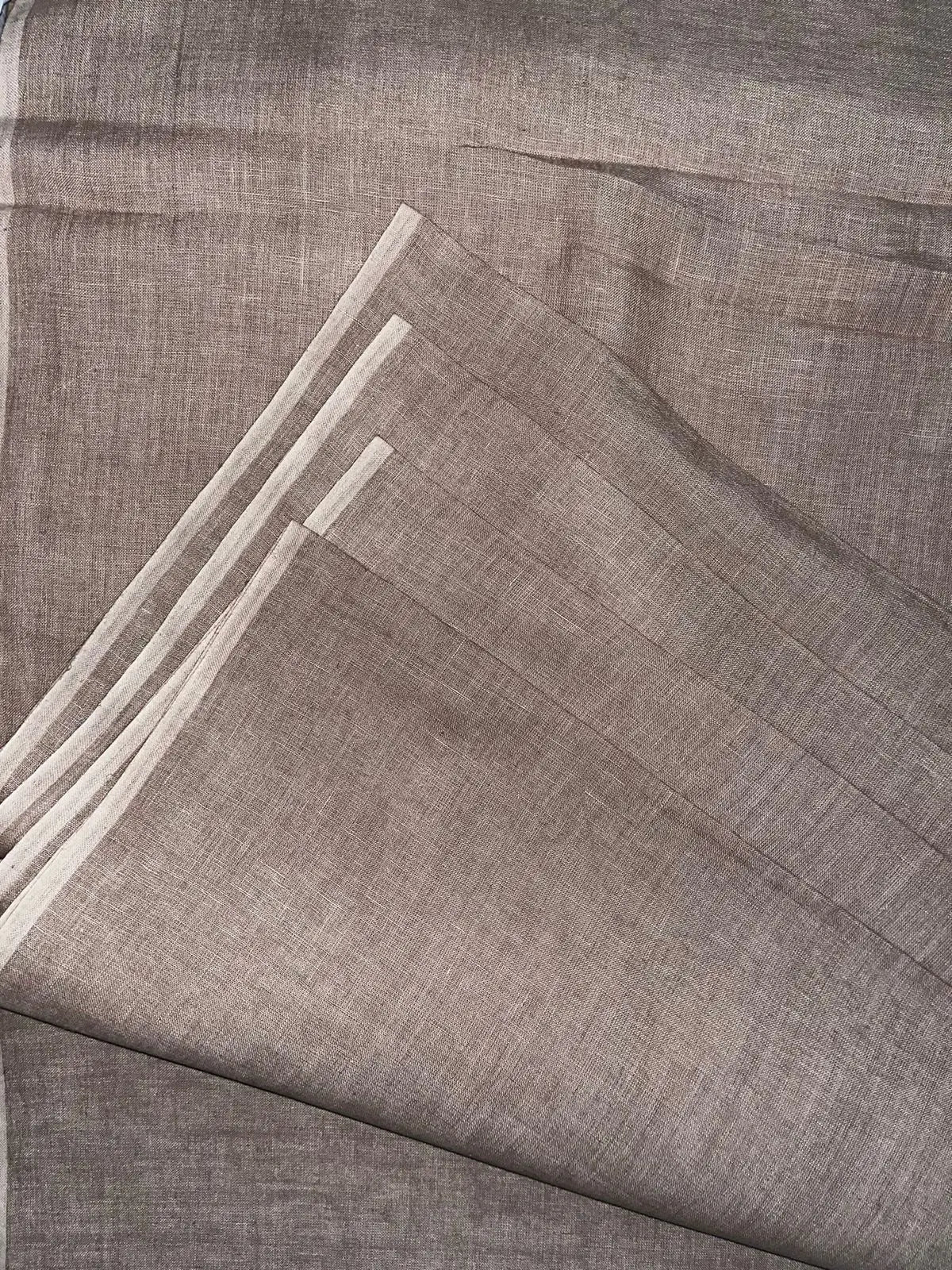 40 lea 58 inch 100% pure Handloom Linen Fabric -Walnut Beige Shade kihums clothing