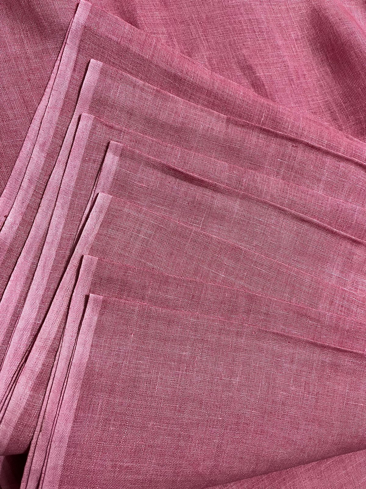 40 lea 58 inch 100% pure Handloom Linen Fabric -Pink Shade kihums clothing