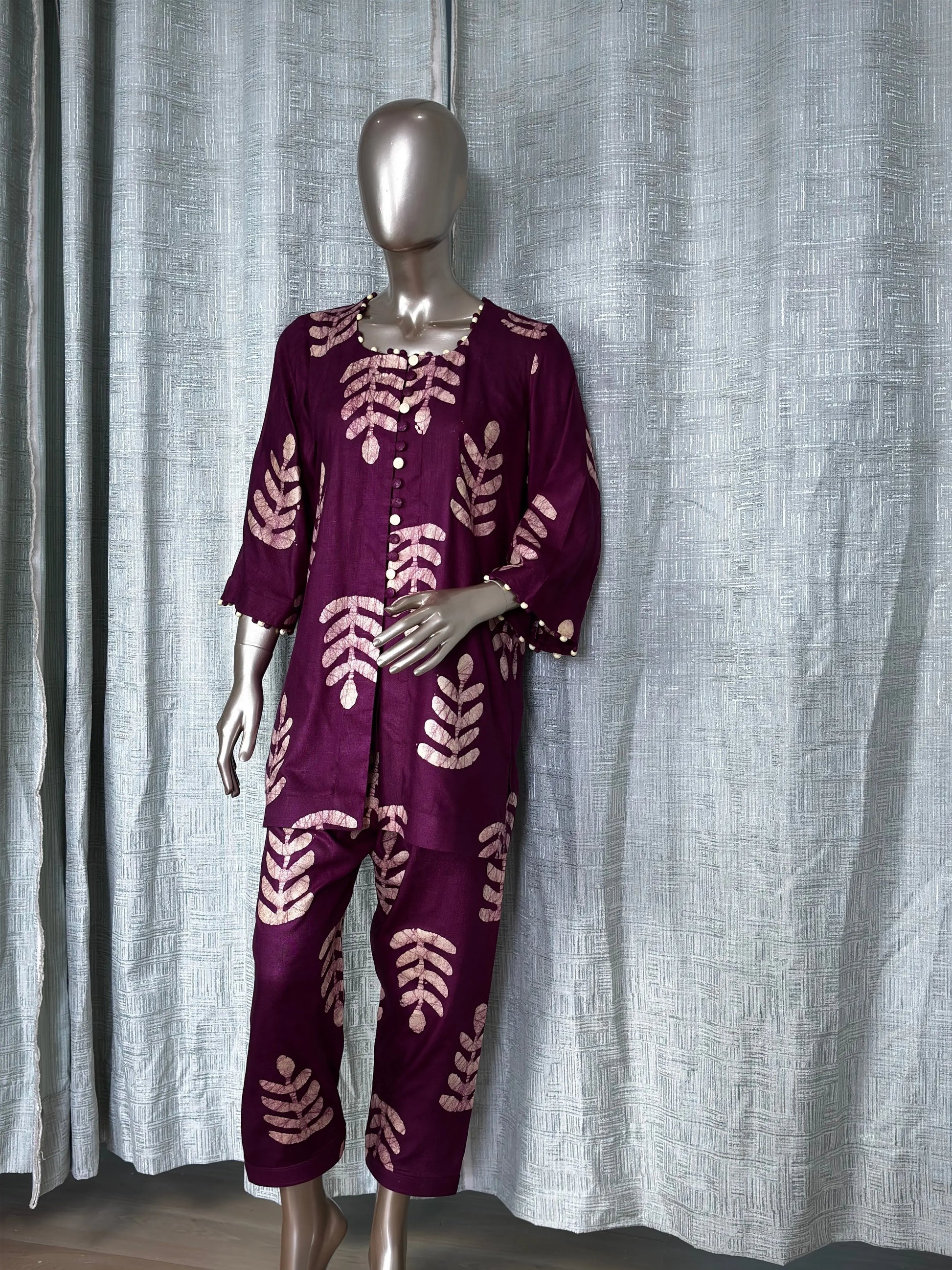 Magenta Batik Print Co-ord Set: Elegant & Comfortable Two-Piece Outfit | Fusion of Elegance and Comfort kihums clothing