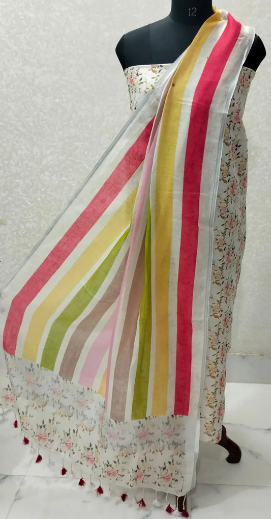 Digital print pure organic linen 2 PC Unstitched Dress Material kihums clothing