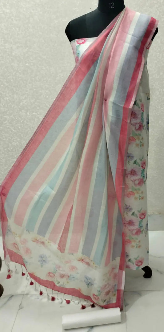Digital print pure organic linen 2 PC Unstitched Dress Material kihums clothing