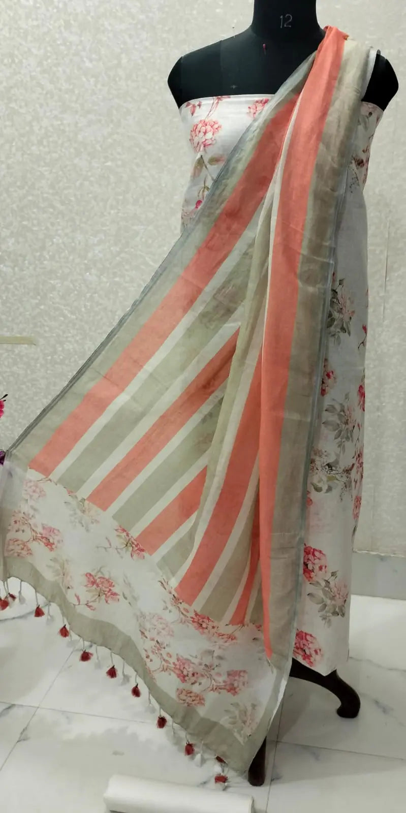 Digital print pure organic linen 2 PC Unstitched Dress Material kihums clothing