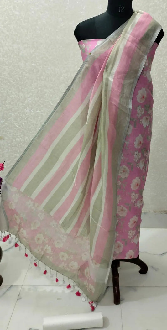 Digital print pure organic linen 2 PC Unstitched Dress Material kihums clothing