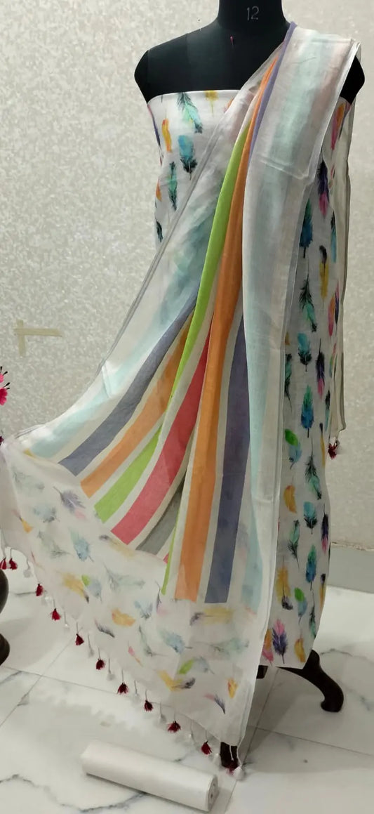 Digital print pure organic linen 2 PC Unstitched Dress Material kihums clothing