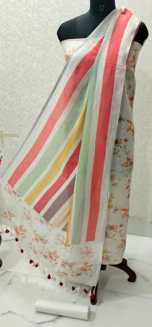 Digital print pure organic linen 2 PC Unstitched Dress Material kihums clothing