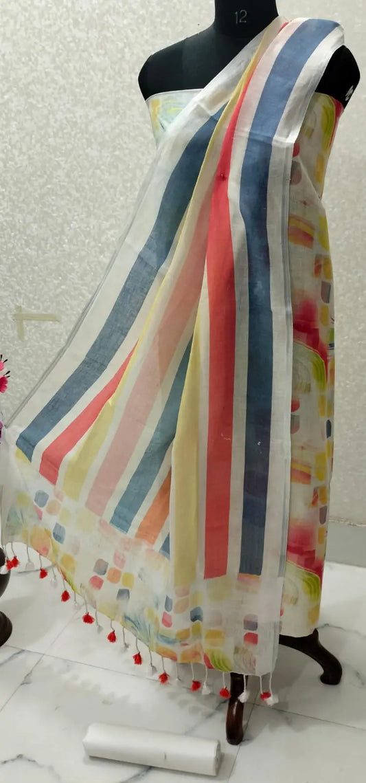 Digital print pure organic linen 2 PC Unstitched Dress Material kihums clothing