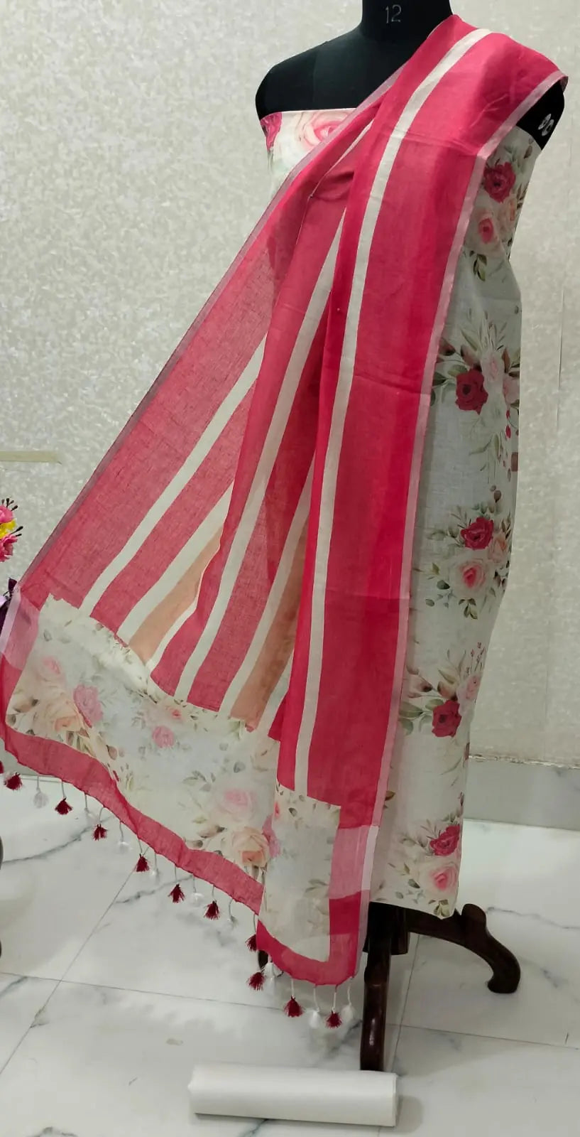Digital print pure organic linen 2 PC Unstitched Dress Material