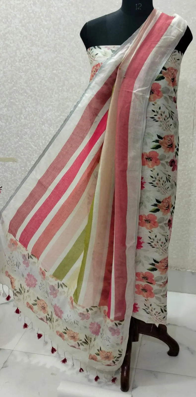 Digital print pure organic linen 2 PC Unstitched Dress Material kihums clothing