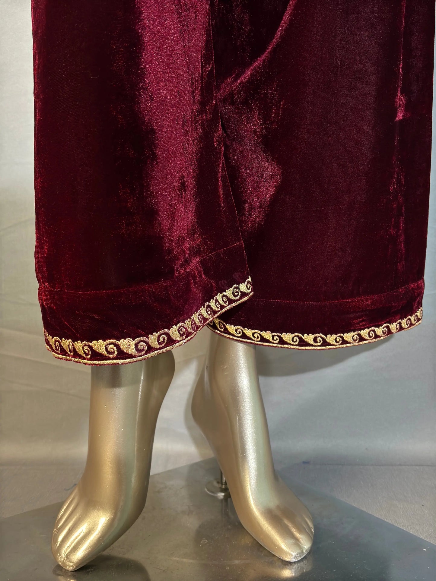 Maroon Shade Zari Embroidered Velvet Co-ord sets | Kurta with Palazzos kihums clothing