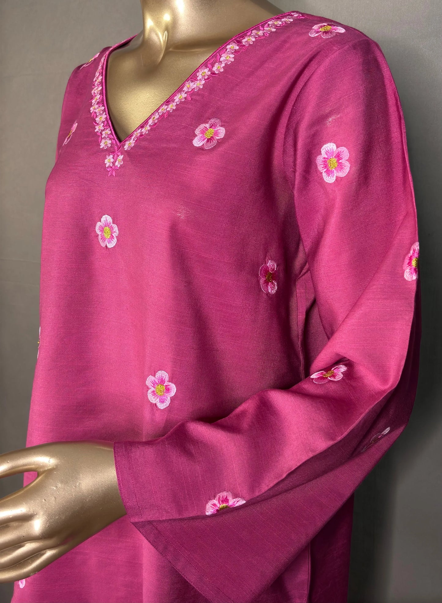 Pinkish Purple- Pakistani Silhouette Floral Embroidery Kurta Set kihums clothing