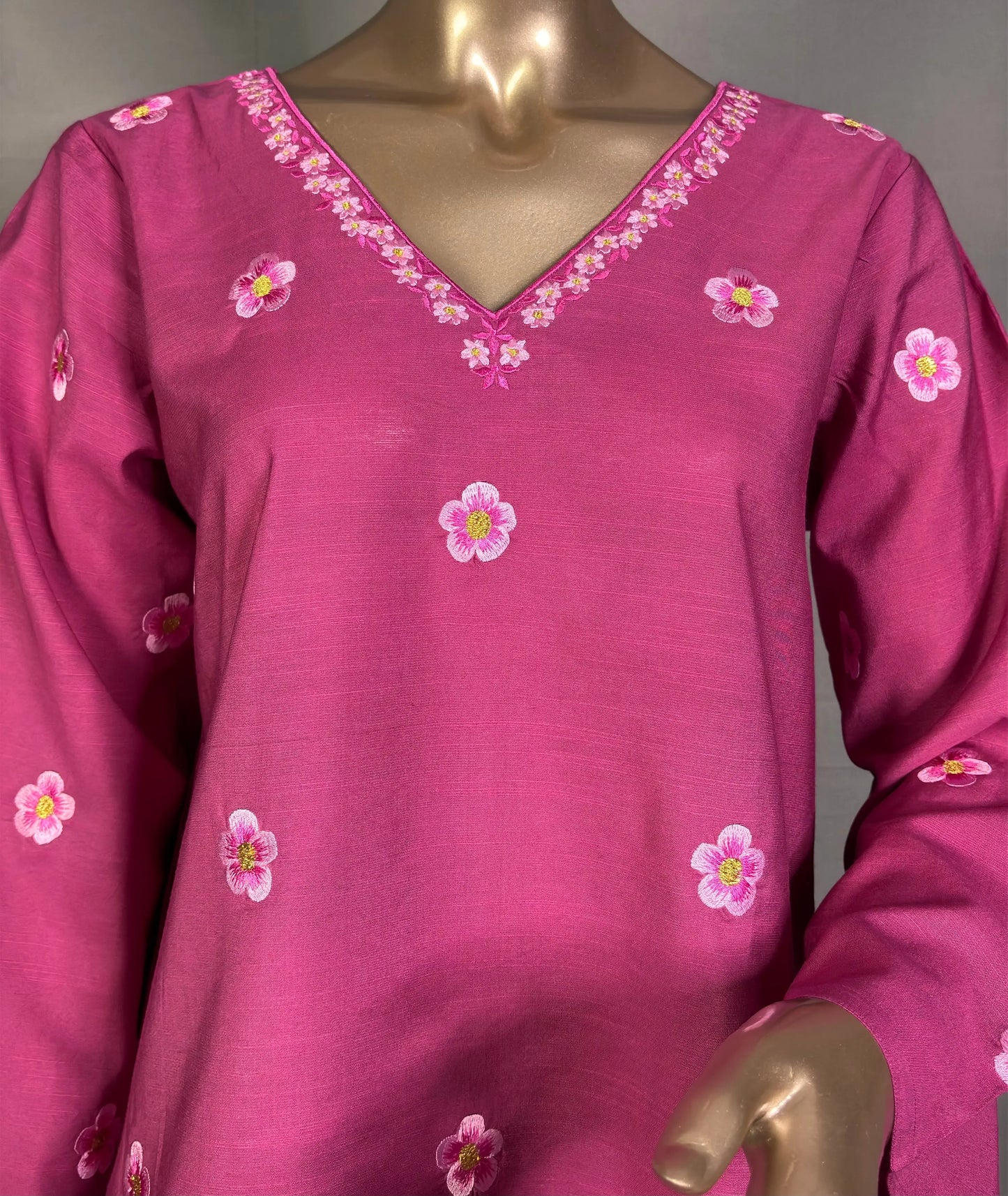 Pinkish Purple- Pakistani Silhouette Floral Embroidery Kurta Set kihums clothing