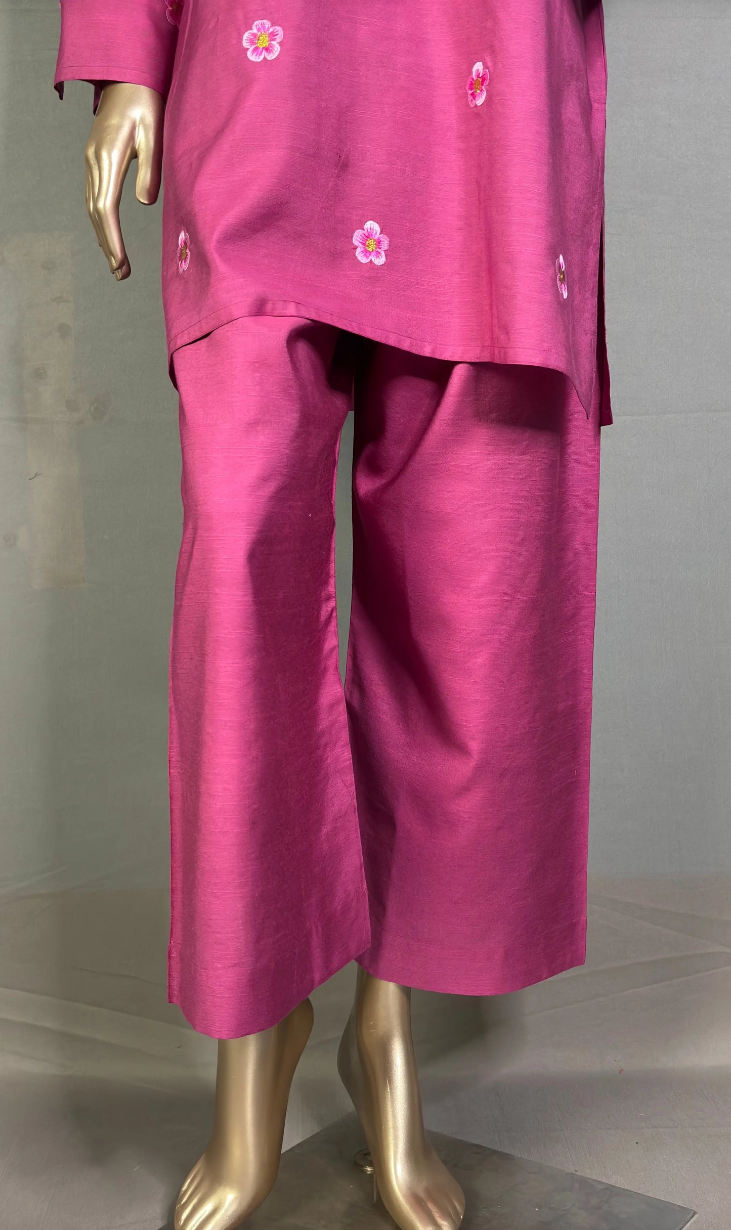 Pinkish Purple- Pakistani Silhouette Floral Embroidery Kurta Set kihums clothing