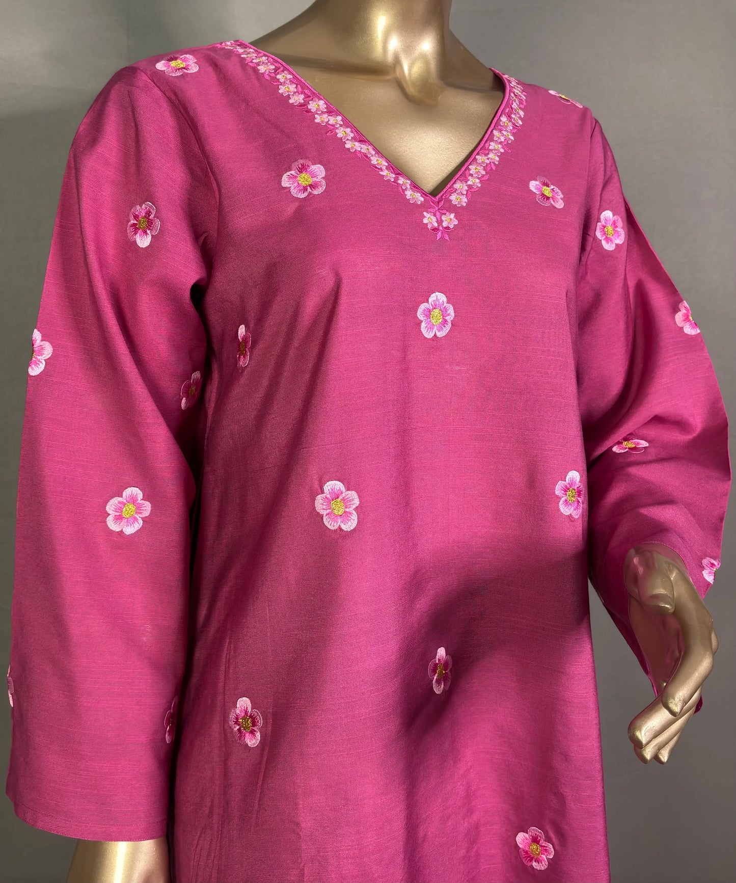 Pinkish Purple- Pakistani Silhouette Floral Embroidery Kurta Set kihums clothing