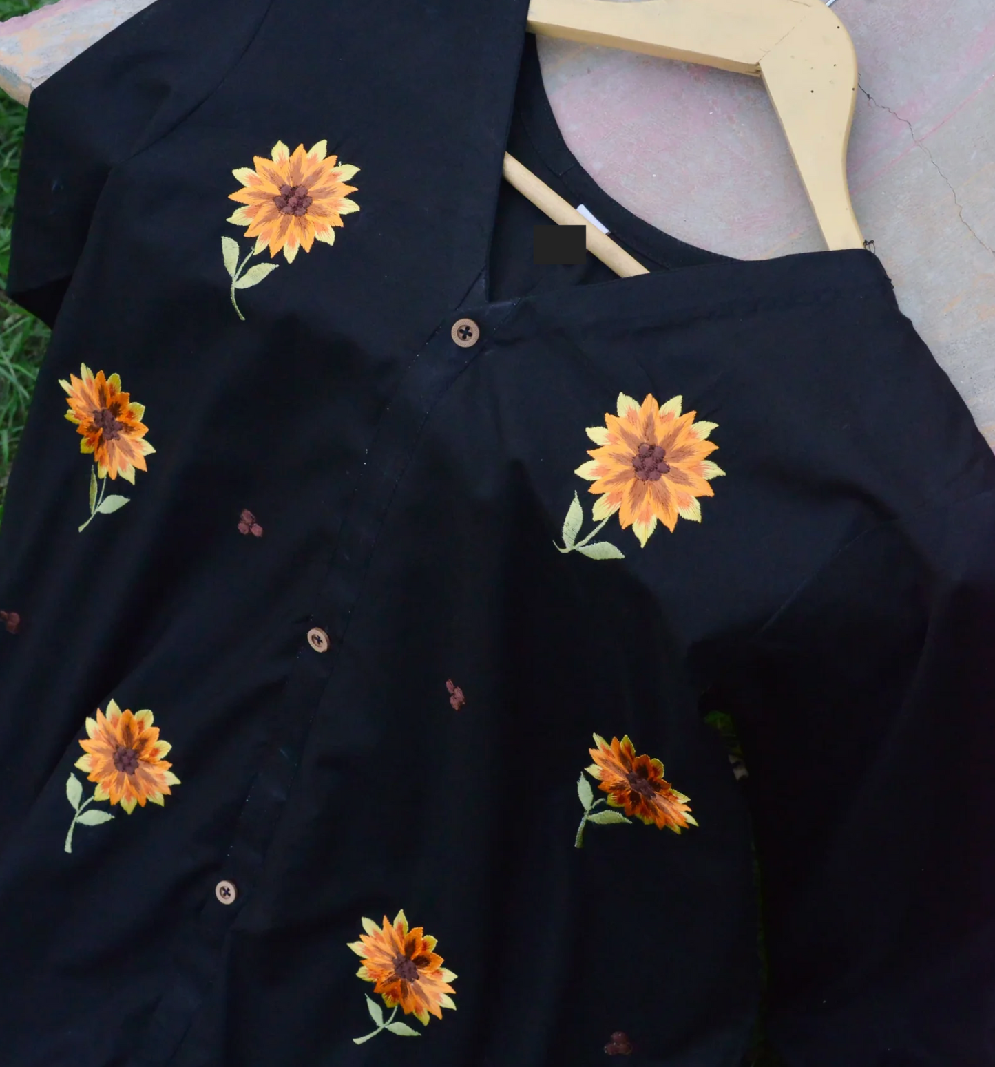 SUNFLOWER EMBROIDERED LONG DRESS