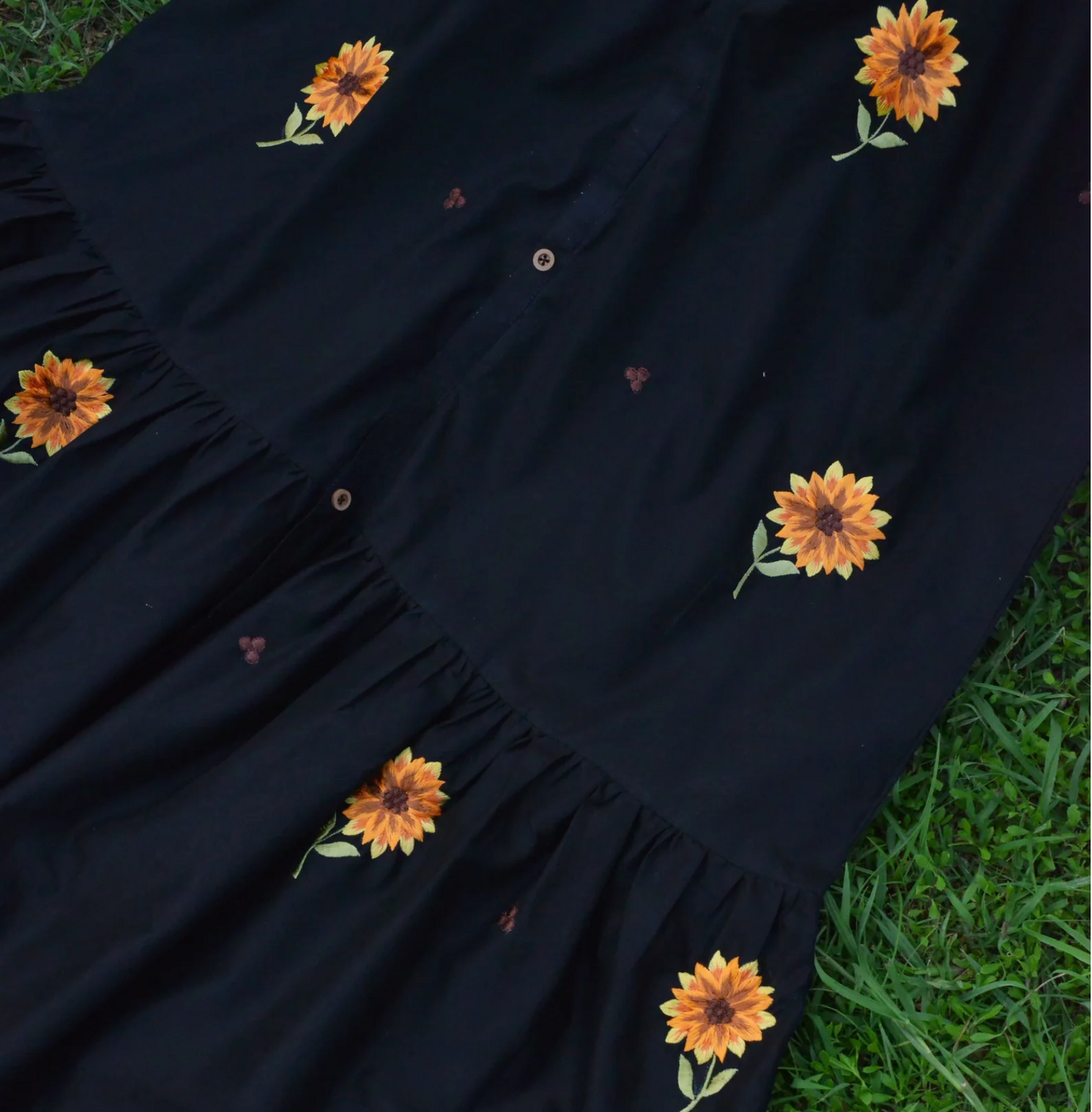 SUNFLOWER EMBROIDERED LONG DRESS