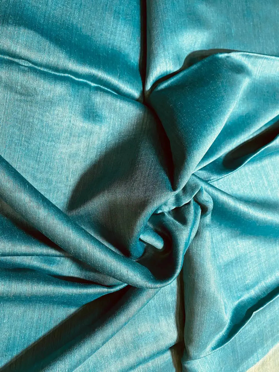 Turquoise Shade Handwoven Munga Tussar Silk Saree | Golden Zari Border | KIHUMS Saree kihums clothing