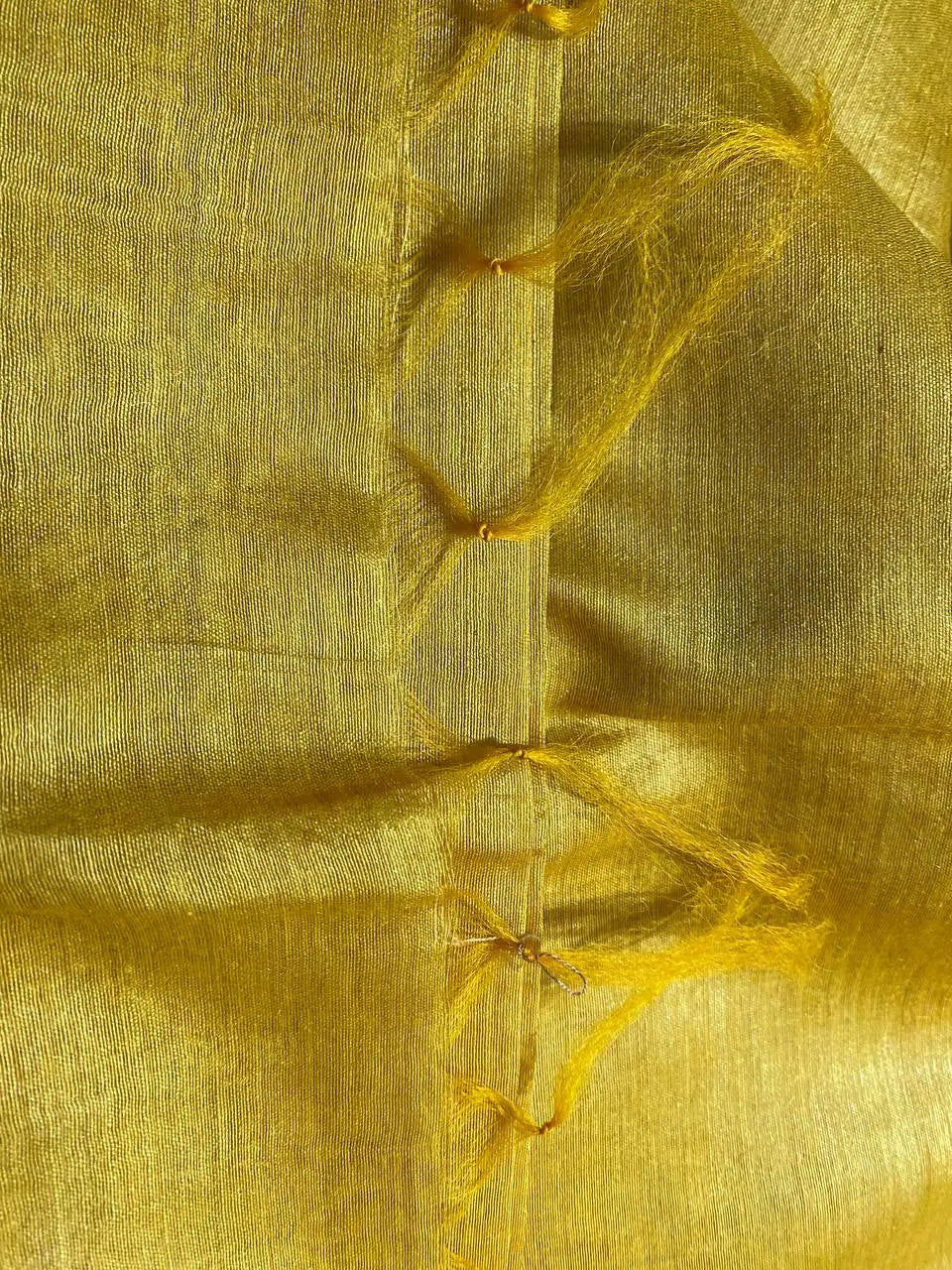 Yellow Handwoven Munga Tussar Silk Saree | Golden Zari Border | KIHUMS Saree kihums clothing