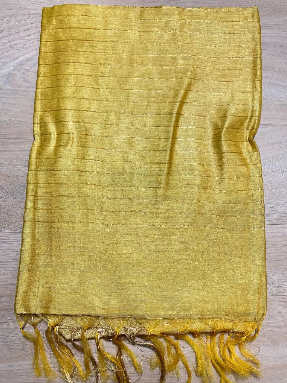 Yellow Handwoven Munga Tussar Silk Saree | Golden Zari Border | KIHUMS Saree kihums clothing