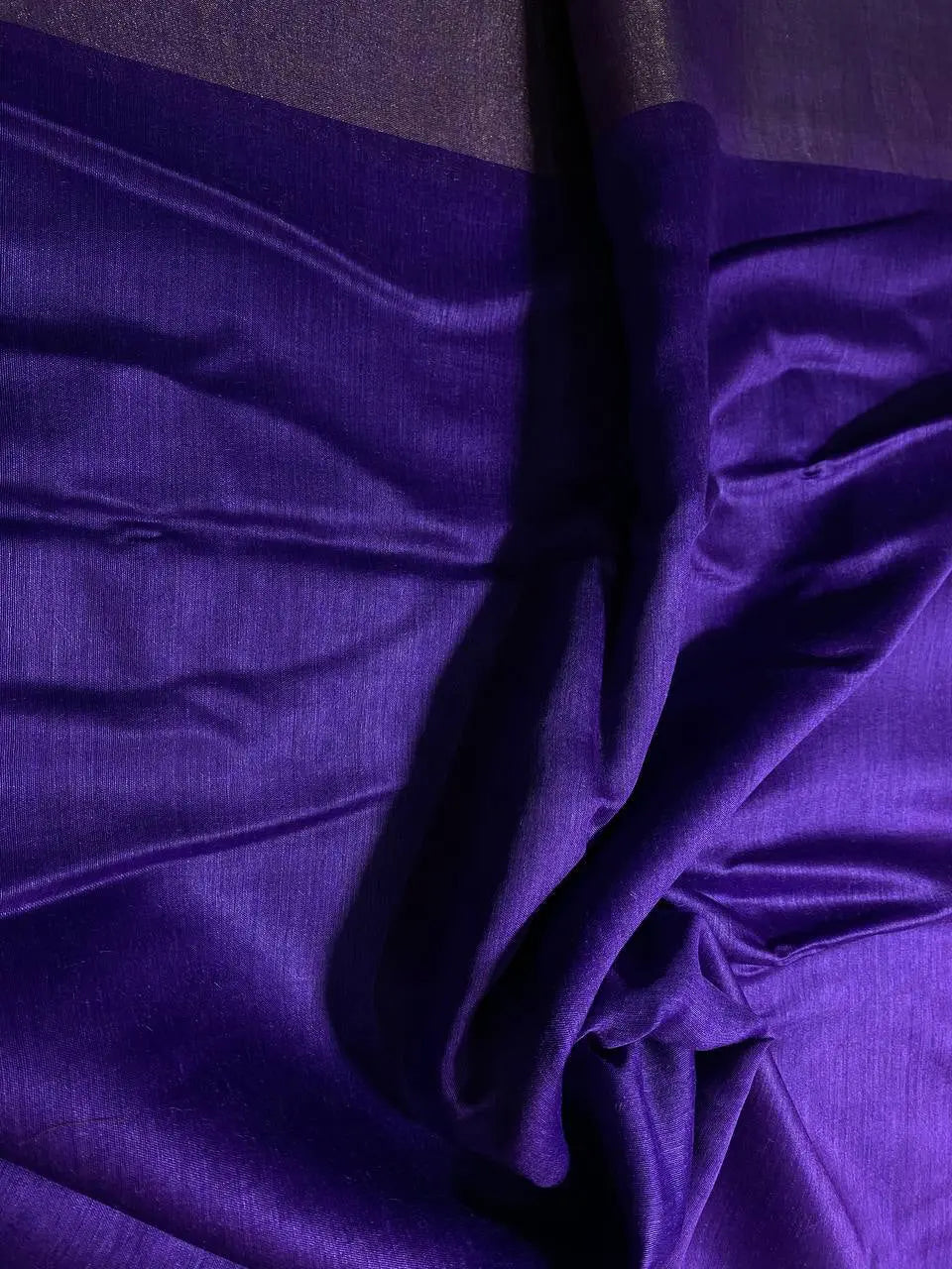 Indigo Handwoven Munga Tussar Silk Saree | Golden Zari Border | KIHUMS Saree