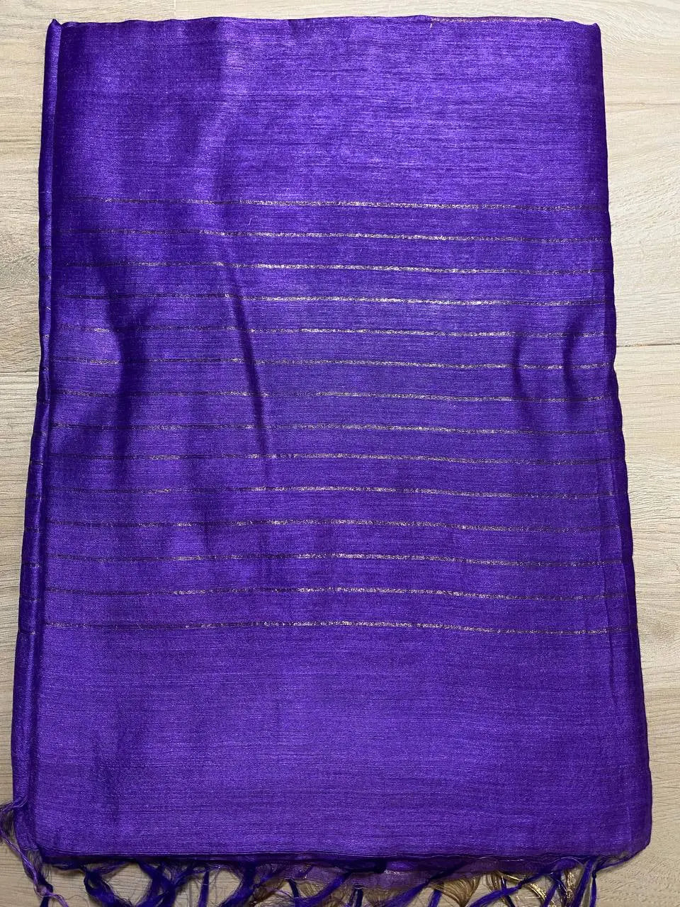 Indigo Handwoven Munga Tussar Silk Saree | Golden Zari Border | KIHUMS Saree