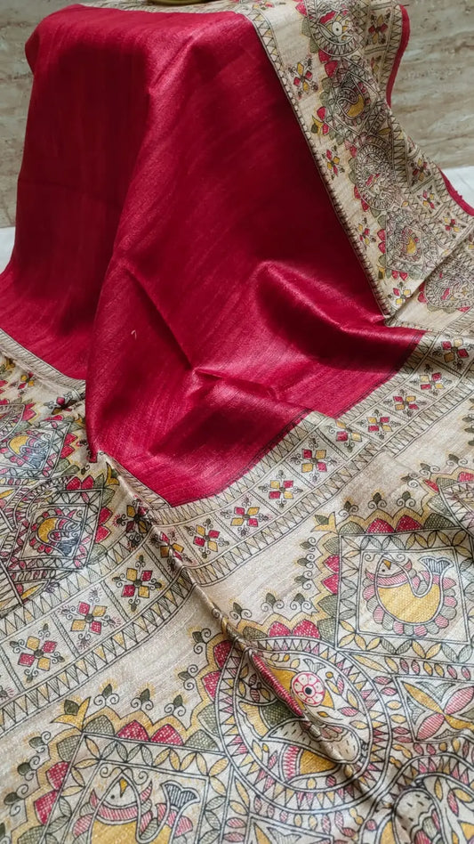 DUPATTA: Madhubani Tussar Silk Handloom Dupatta| KIHUMS Dupatta kihums clothing
