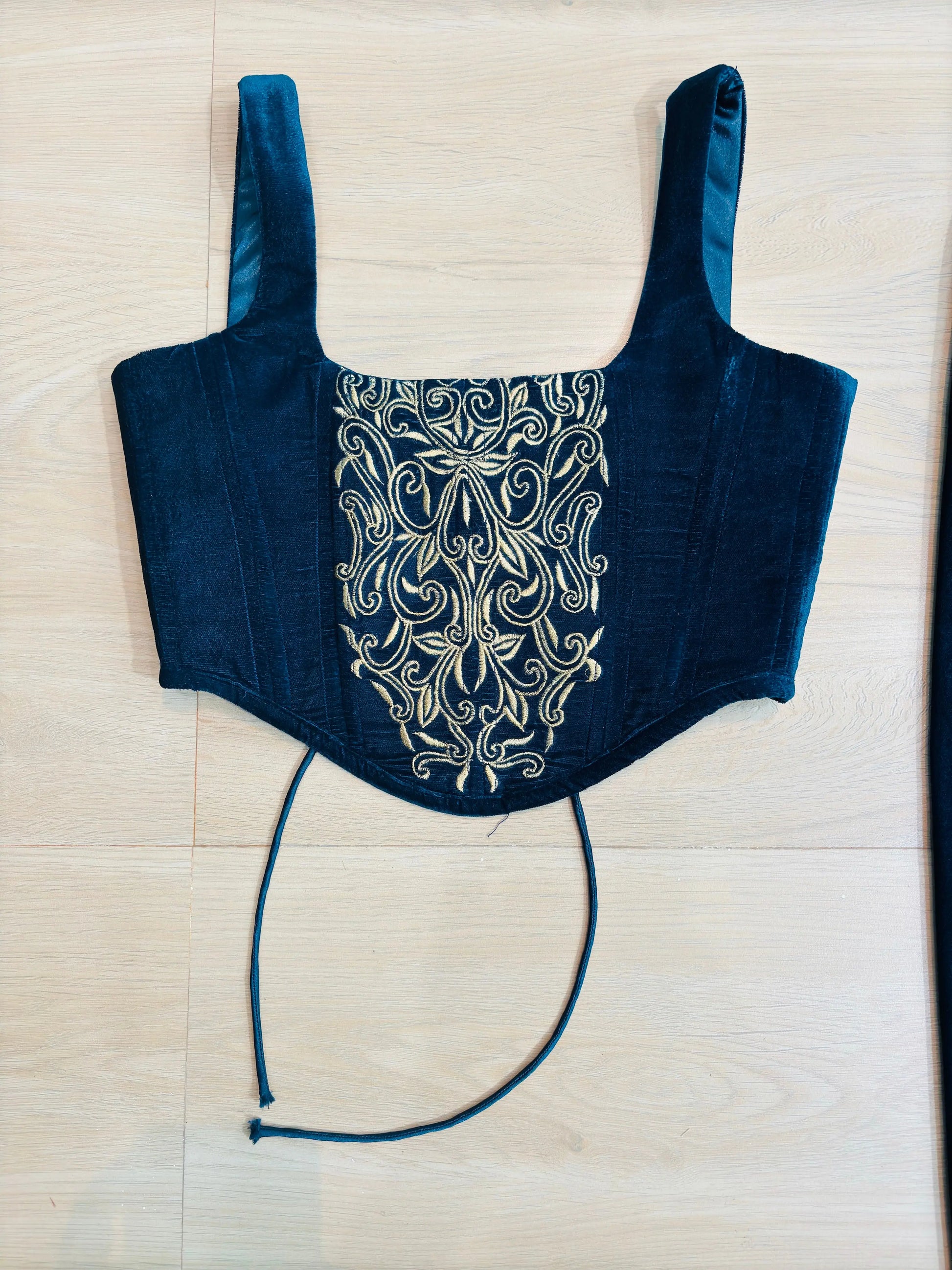 Elegant Microvelvet Embroidered Corset top with Zari Detailing kihums clothing