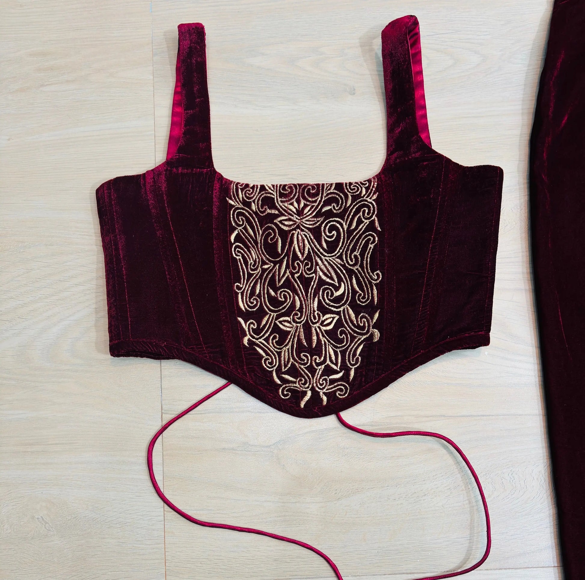 Elegant Microvelvet Embroidered Corset top with Zari Detailing kihums clothing