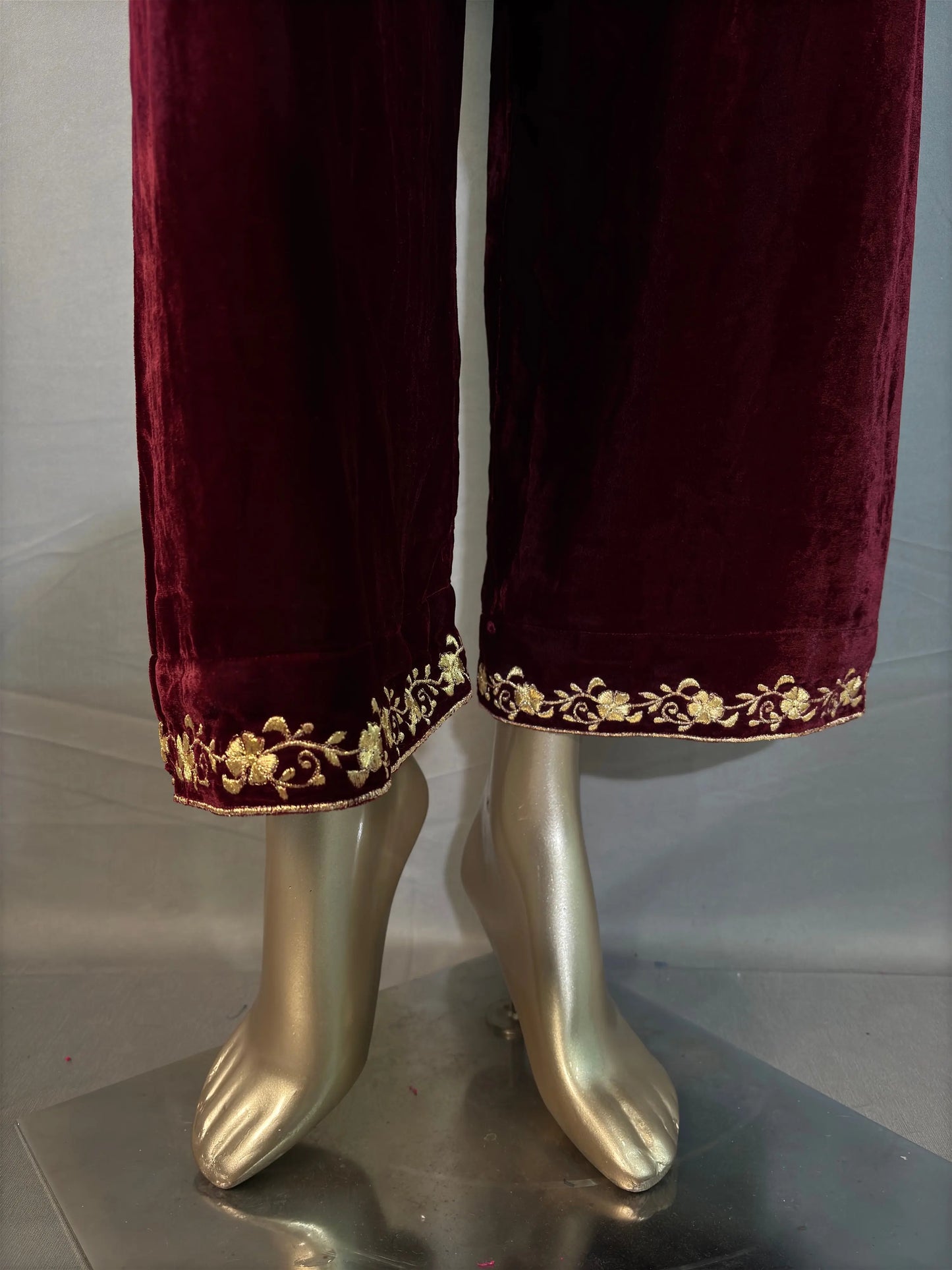 Maroon Zari Embroidered Velvet Co-ord sets | Kurta with Palazzos kihums clothing