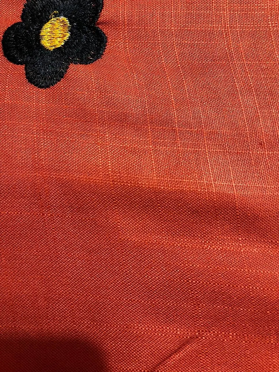 Handloom 100% Viscose Fabric with Embroidery motif - Rust with Black floral embroidery kihums clothing