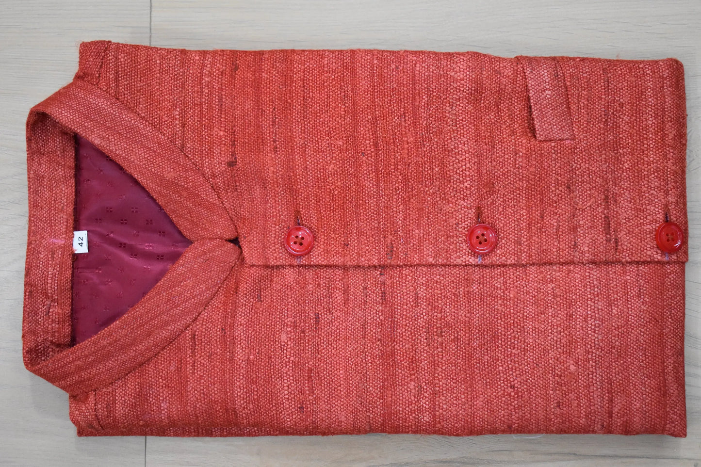 Handloom 100% pure Katiya Silk Men's Dusty Red Jacket | Vest | Men Traditional wear kihums clothing