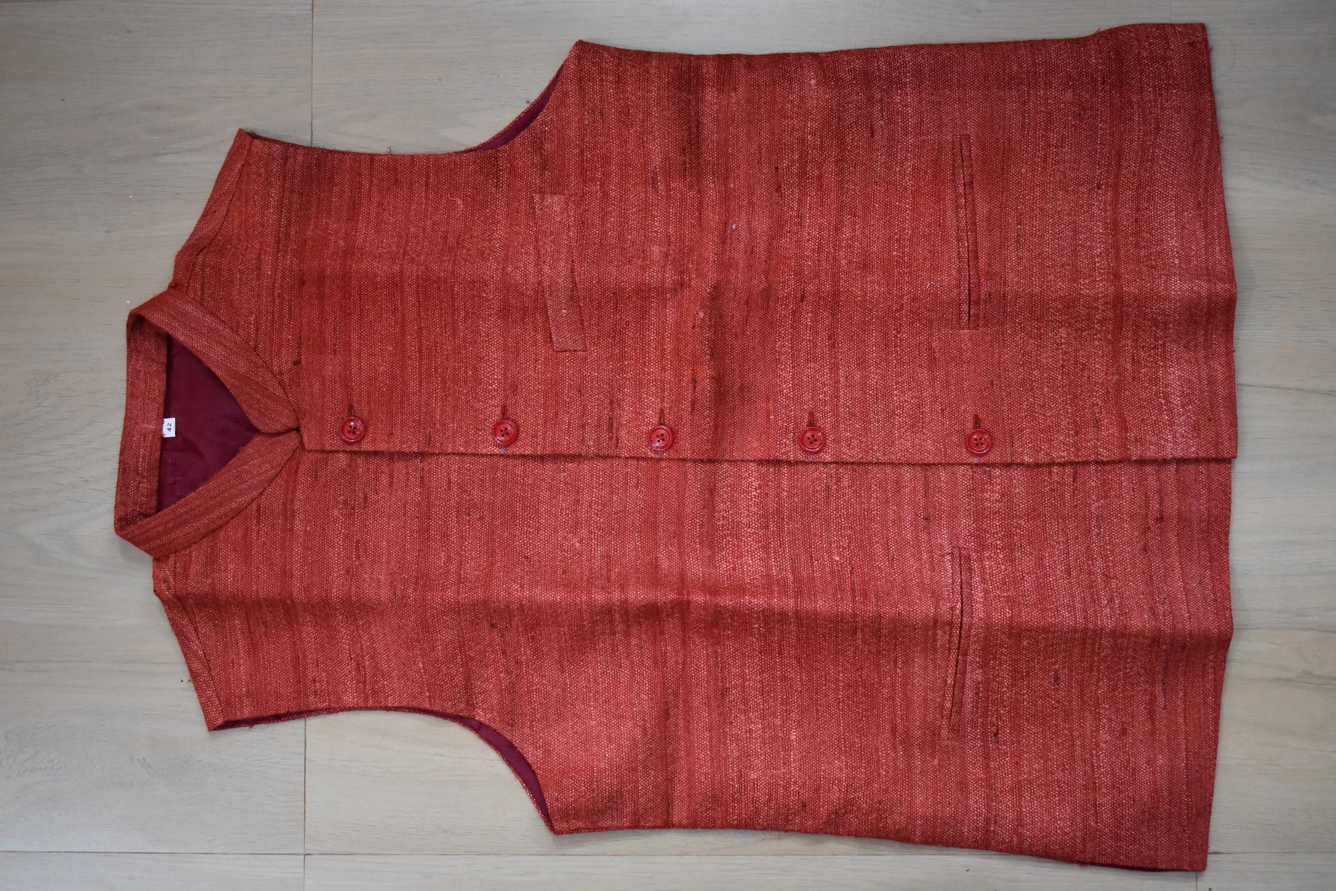 Handloom 100% pure Katiya Silk Men's Dusty Red Jacket | Vest | Men Traditional wear kihums clothing