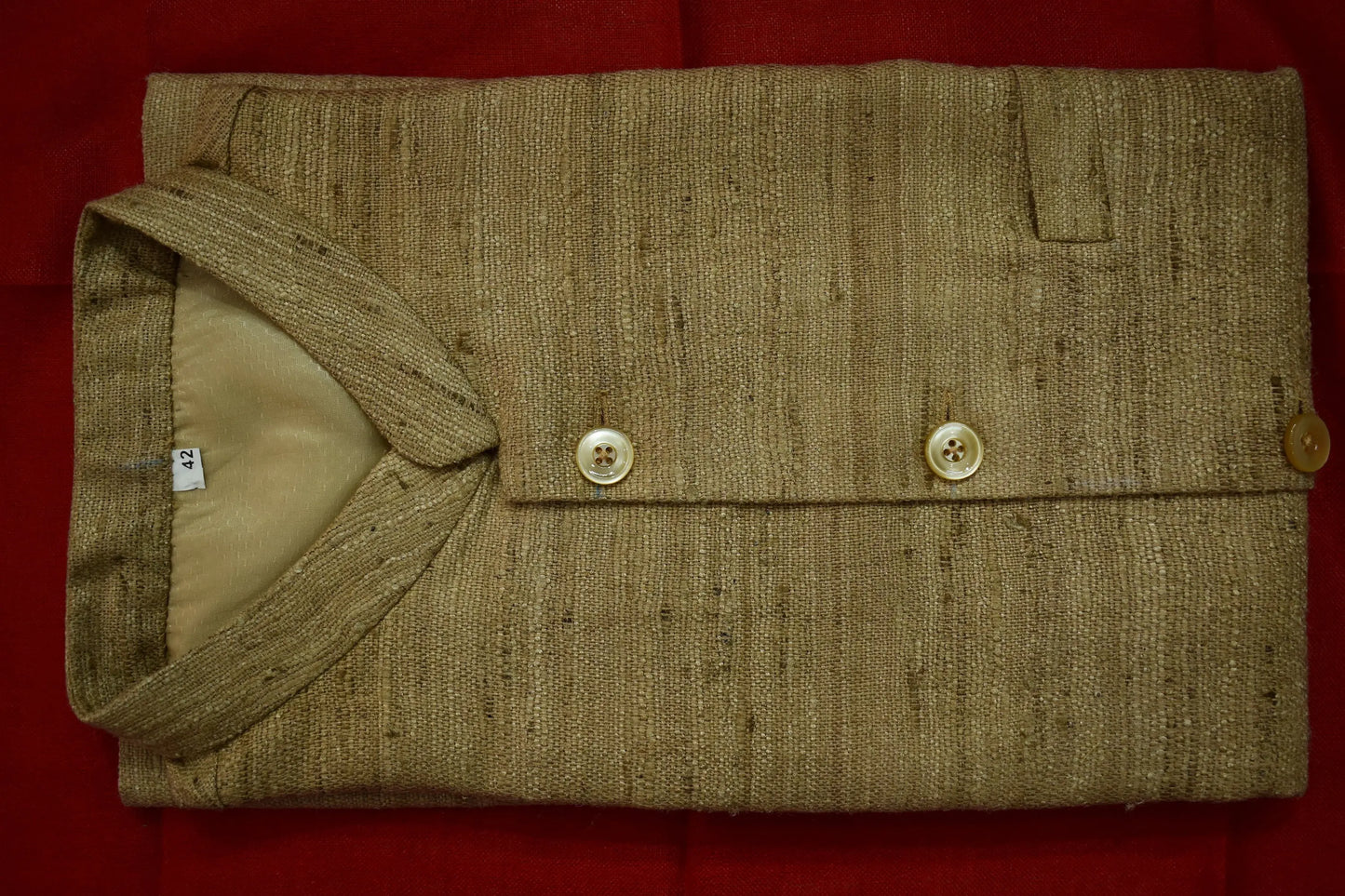 Handloom 100% pure Katiya Silk Men's Gold Beige shade Jacket | Vest | Men Traditional wear kihums clothing