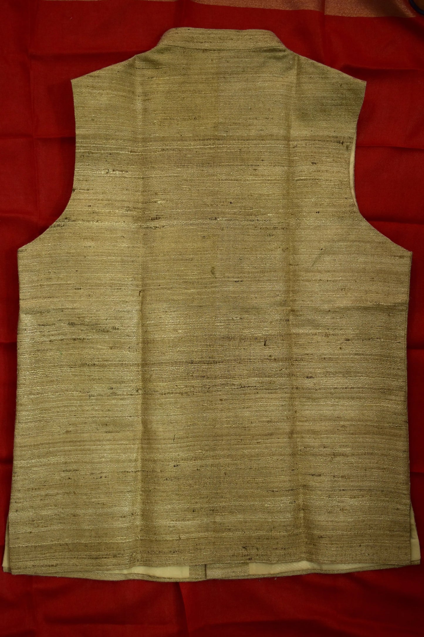 Handloom 100% pure Katiya Silk Men's Gold Beige shade Jacket | Vest | Men Traditional wear kihums clothing