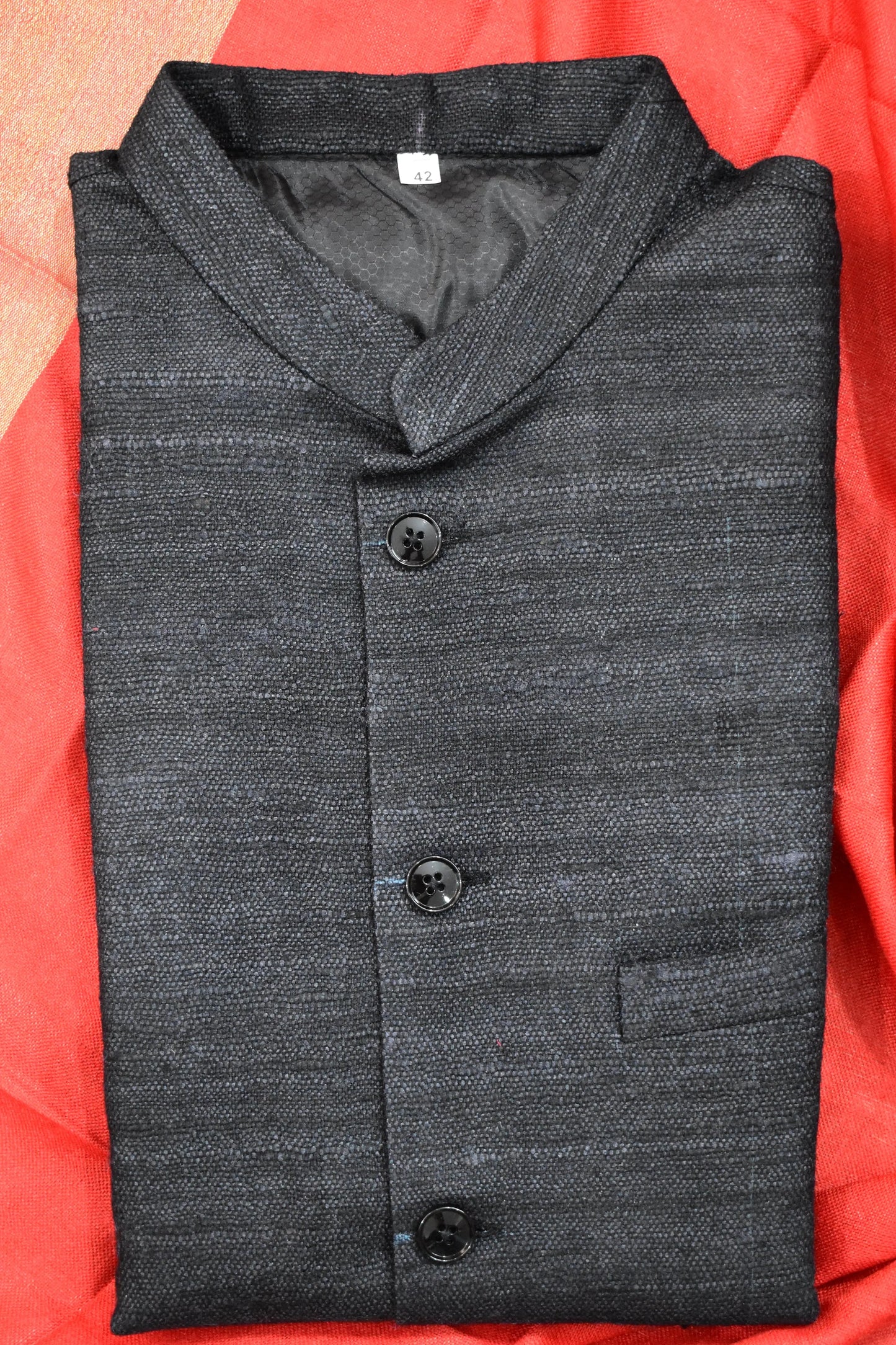 Handloom 100% pure Katiya Silk Men's Black Jacket | Vest | Men Traditional wear kihums clothing