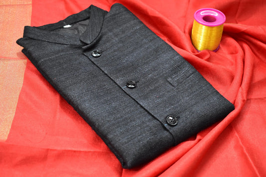 Handloom 100% pure Katiya Silk Men's Black Jacket | Vest | Men Traditional wear kihums clothing