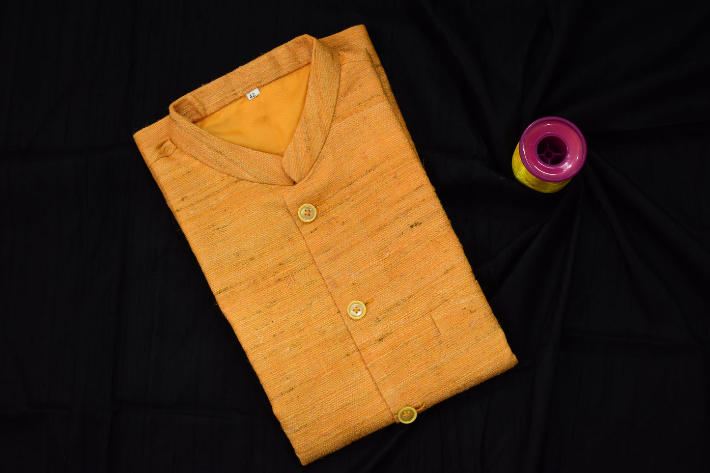 Handloom 100% pure Katiya Silk Men's Mustard Yellow shade Jacket | Vest | Men Traditional wear