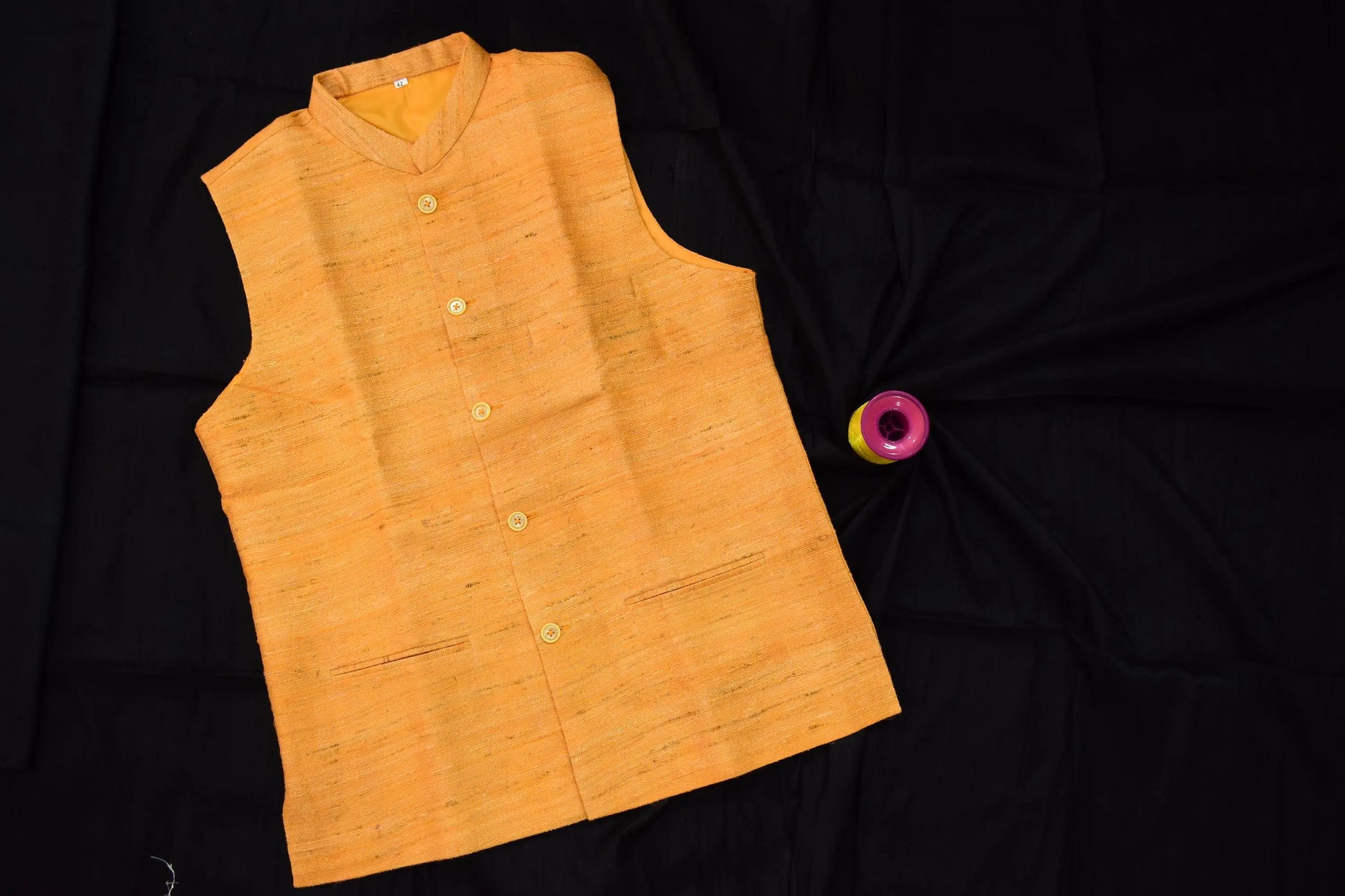 Handloom 100% pure Katiya Silk Men's Mustard Yellow shade Jacket | Vest | Men Traditional wear kihums clothing