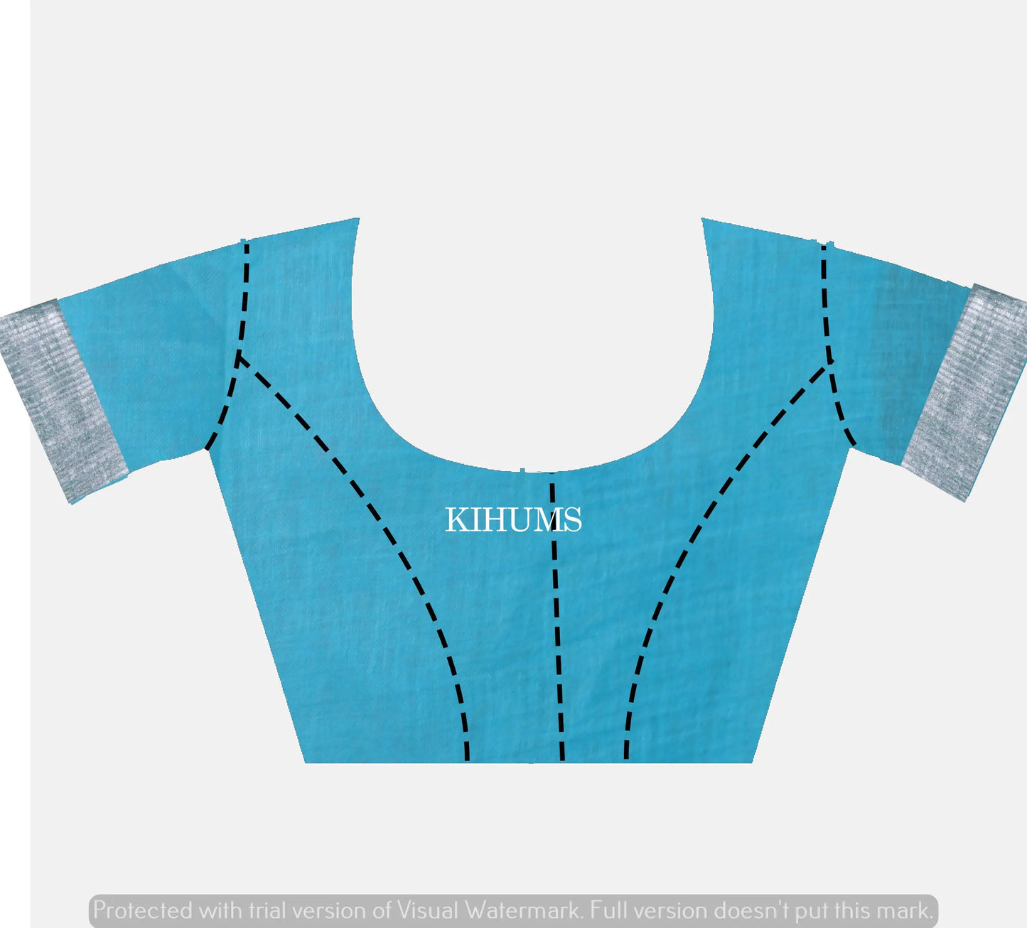 Sky Blue Shade Handwoven Linen Saree | Silver Zari Border | KIHUMS Saree kihums clothing